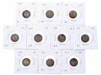 Group of 10 Historical Silver Ten Cents 1800's-190