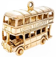 Vintage 9kt Gold Double Decker Bus Pendant Circa 1