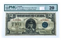 Dominion of Canada, 1923 S $2 Group 2, Blue Seal V