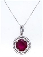 925 Sterling Silver Pendant & chain,4.66ct Round R