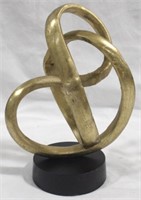 Gold Three Hands Metal Statue w/ Black Vase