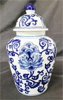 Blue & white 14" ginger jar