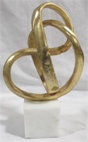 Gold Three Hands Metal Statue with Marble Base
