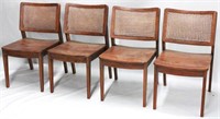 Matched set of 4 caned back modern chairs