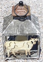 Metal Lantern with Cow