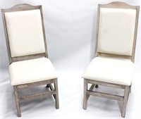 Matched pair Split Nickel dining chairs