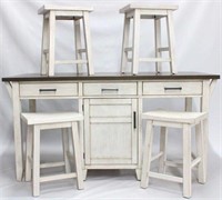 5 Piece kitchen island with 4 stools