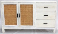Asymmetric console w/ caned doors & drawers