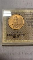 1928 US $20 Saint-Gaudens MS-63 Gold Coin