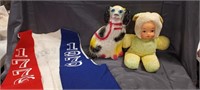 Vintage Items,: Doll, Chalkware Dog Statue