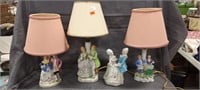 (3) Porcelain Figurine Lamps, Porcelain Figurine,
