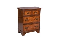 SMALL BURLED WALNUT CHEST OF DRAWERS