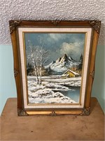 Winter scene framed art