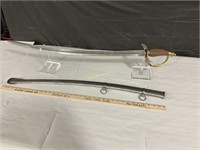 34 inch steel sword with steel sheath