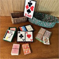 Woven Basket & Playing Cards
