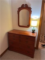 Small dresser mirror and lamp