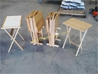 2 Sets of TV Trays with Storage Stands