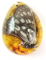 Large Amber Stone with Butterfly