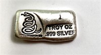 1 Troy Ounce Pure .999 Silver Bar