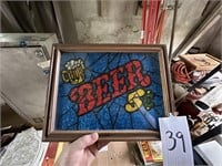 70's foil art beer sign