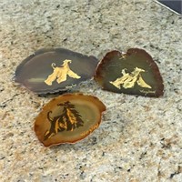 Trio #3 Hand Painted/ Signed Dogs on Geodes