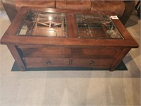 Leaded glass look coffee table 20" t x 50" x 28"