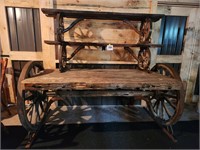 Awesome wagon wheel table 32" t x 40" x 40" w/