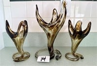 3 Piece Decorative Glass Art Lot