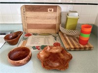 Kitchen Lot with Cutting Boards, Tupperware,