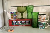 Paper Towel Holder, Green Vases, Christmas Mugs