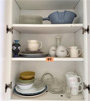Kitchen Cabinet Contents - Corning Mugs, Plates,