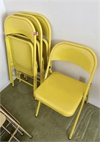 Qty 4 Yellow Metal Folding Chairs