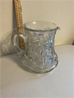 Etched glass pitcher heavy