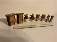 4 sets of S&P shakers, outhouse,metal cowboy