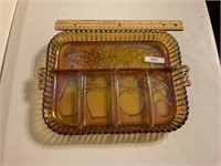 Carnival glass divided serving tray