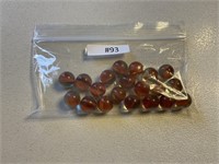 20 Vintage Cats eye red in clear glass marbles
