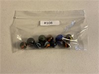 Vintage swirl black variety marbles (10) & shooter