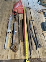 Misc metal pile, shaft, crow bars