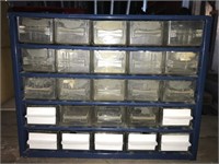 Small parts Organizer. 25 plastic trays in a