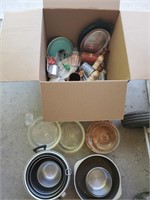 Box lot of kitchenware  includes misc pantry