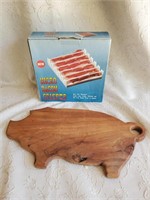 Bacon Microwave Crisper Tray with 15" Wooden Pig