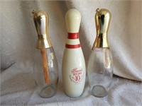 3 Jim Beam Bowling Pin Decanter Bottles (empty)