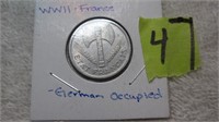 1942 German Occupied France 1 Franc