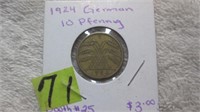 1924 Germany 10 Pfennig