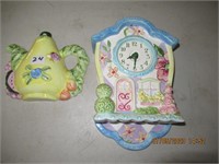 9" Porcelain Clock and Wall Deco