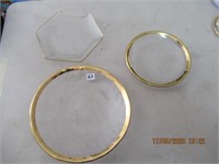 3 Gold Rim Plates