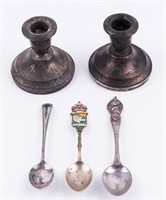 Sterling Silver Candle Holders & Spoons