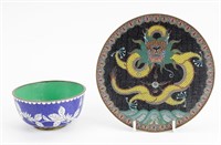 Chinese Cloisonne Bowl & Tray