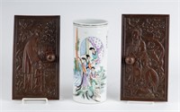Chinese Vase & Pair of Paneled Doors