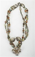 Vintage Sterling Silver Nephrite Jade Necklace